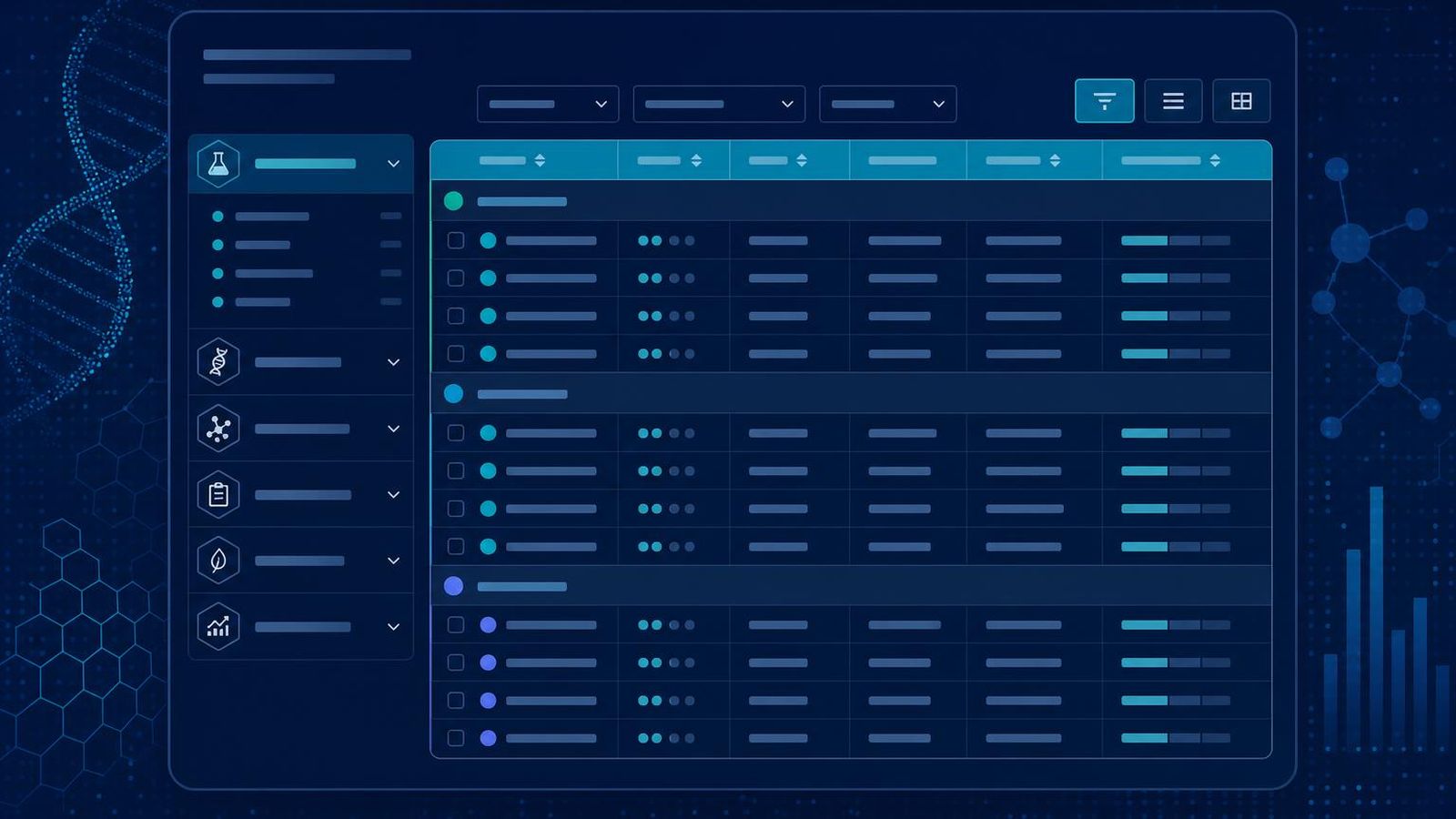 Sorted directory rows under an industry focus column header