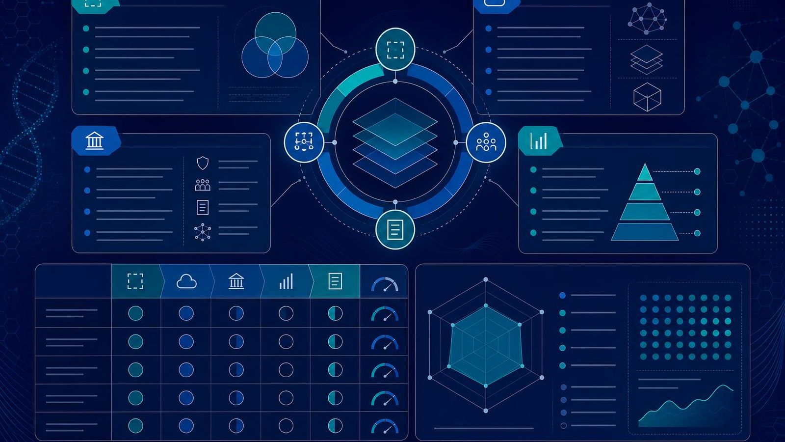 Evaluation worksheet with categories for scope, deployment, governance, and credibility signals