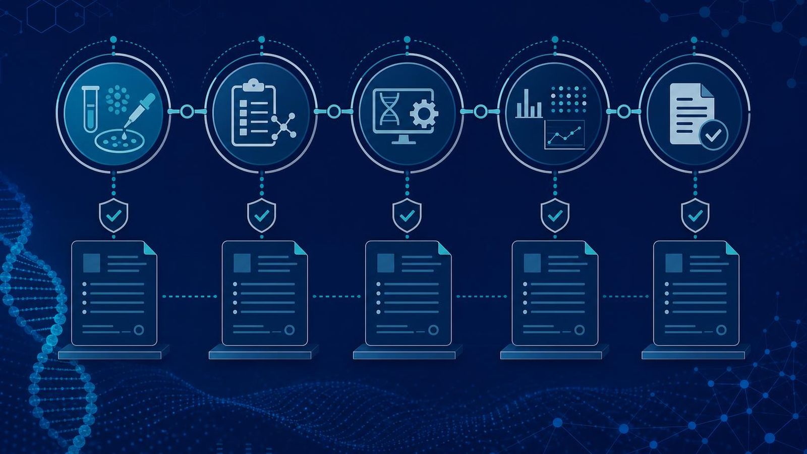 Research data flow with commit events, analysis plan registration, and audit chain